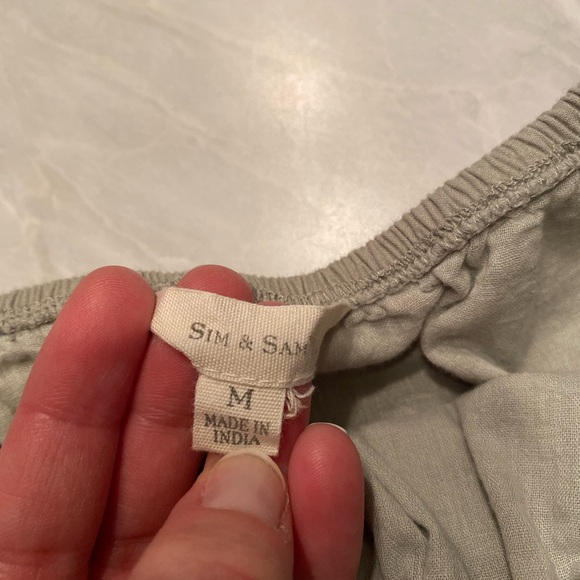 Sim & Sam Sage Green Midi Puff Sleeve Dress Women’s Size Medium Flowy, Feminine - Picture 5 of 5